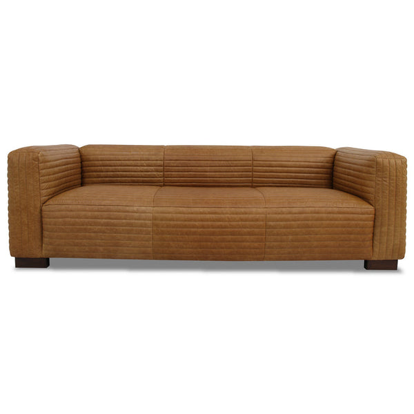 Foster Channel Tufted Genuine Buffalo Leather Sofa 93