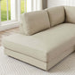 Glander Modern Leather Sectional Chaise Sofa 108" with soft luxurious linen in a stylish living room setting