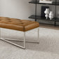 Harper Tufted Tan Genuine Leather Bench 60"