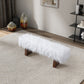 Henley Solid Wood Bench Upholstered in White Faux Fur 51"