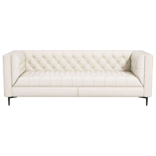 Evelyn MCM Tufted Tan Leather Luxury Chesterfield Sofa 88