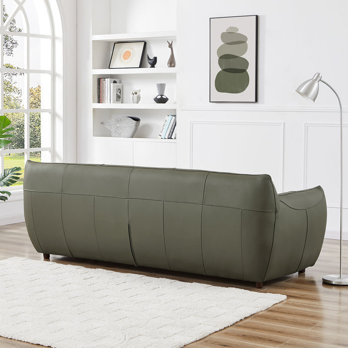 Hughes Modern Olive Green Genuine Leather Sofa 88"