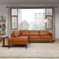 Juno Cognac Buffalo Leather L Shape Sectional Chaise Sofa 99"