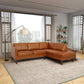 Juno Cognac Buffalo Leather L Shape Sectional Chaise Sofa 99"