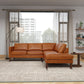 Juno Cognac Buffalo Leather L Shape Sectional Chaise Sofa 99"