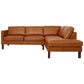 Juno Cognac Buffalo Leather L Shape Sectional Chaise Sofa 99"