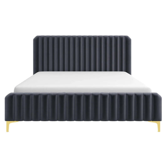 Bethany Channel Tufted Velvet Platform Bed (3 Colors)