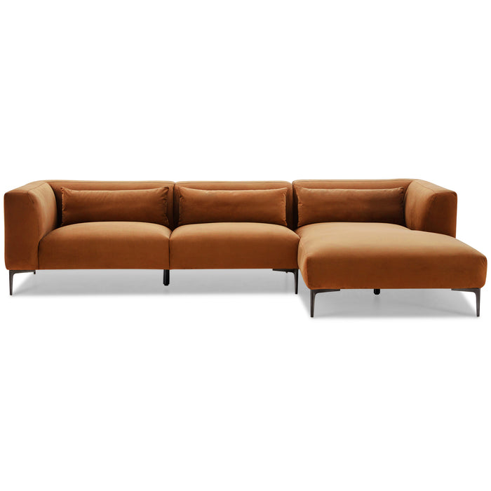 Laley L-Shaped RF Chaise Sectional Sofa 122" (3 Colors)