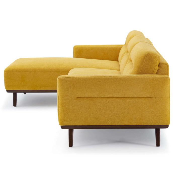 'Ella' Sofá seccional tipo chaise en forma de L de lino amarillo oscuro