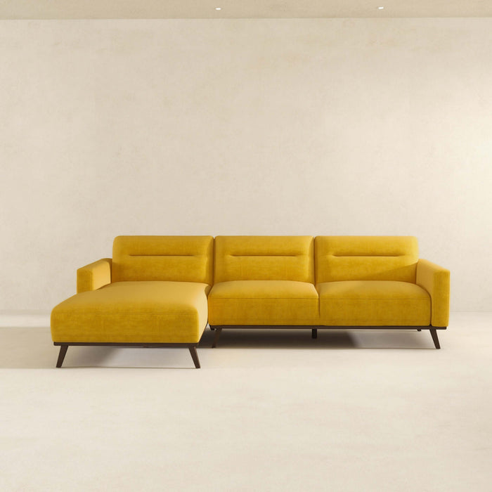 'Ella' Sofá seccional tipo chaise en forma de L de lino amarillo oscuro