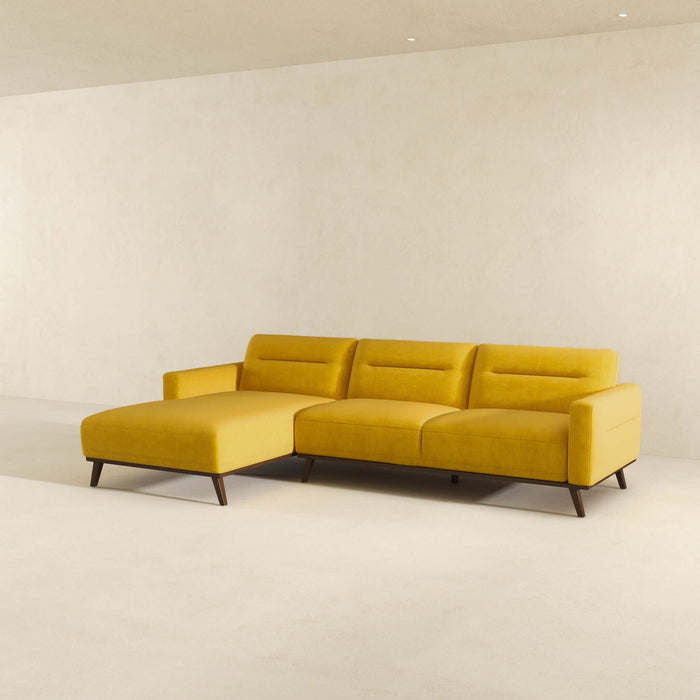 'Ella' Sofá seccional tipo chaise en forma de L de lino amarillo oscuro