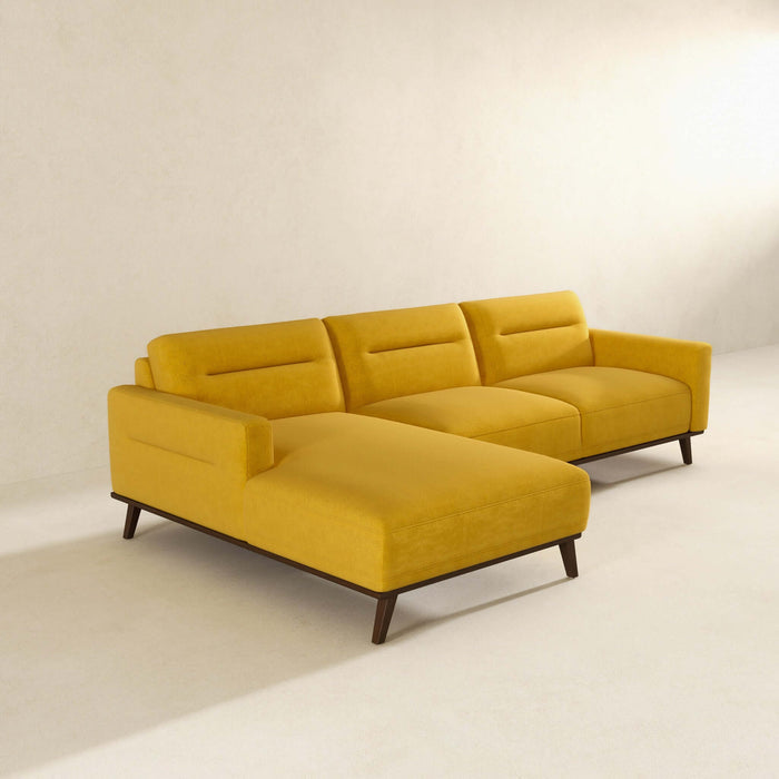 'Ella' Sofá seccional tipo chaise en forma de L de lino amarillo oscuro