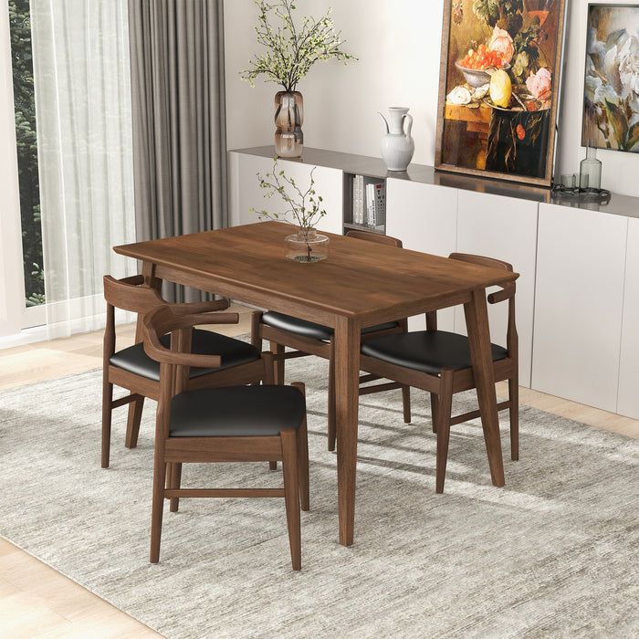 Mesa de cocina y comedor rectangular de madera maciza moderna de mediados de siglo 'Levi': estilo atemporal y versatilidad