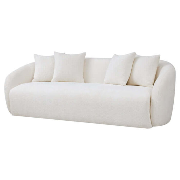 Linden Sleek Ivory Boucle Sofa Couch (85)