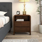 Mesita de noche moderna de madera maciza Lionel Mid Century con 2 cajones