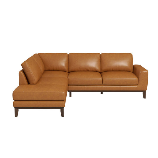 London MCM Style Genuine Leather Sectional Chaise Sofa 97"