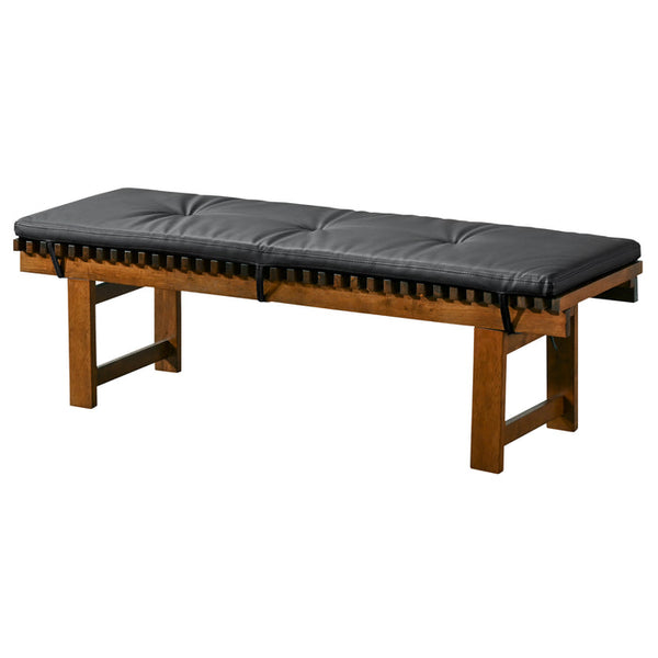 Lucia Solid Wood Bench Upholstered in Black Vegan Leather 59