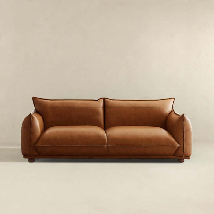 Emma Modern Bohemian Leather Sofa 89" (3 Colors)