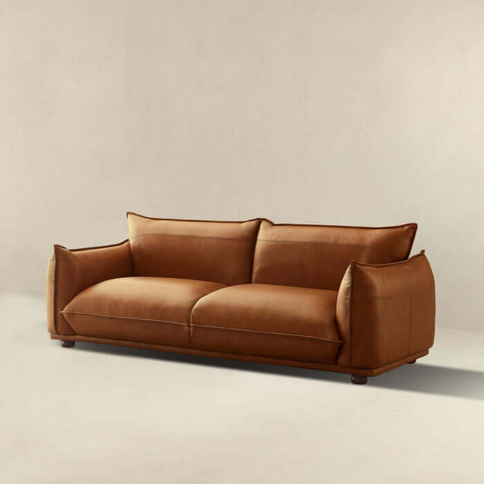 Emma Modern Bohemian Leather Sofa 89" (3 Colors)