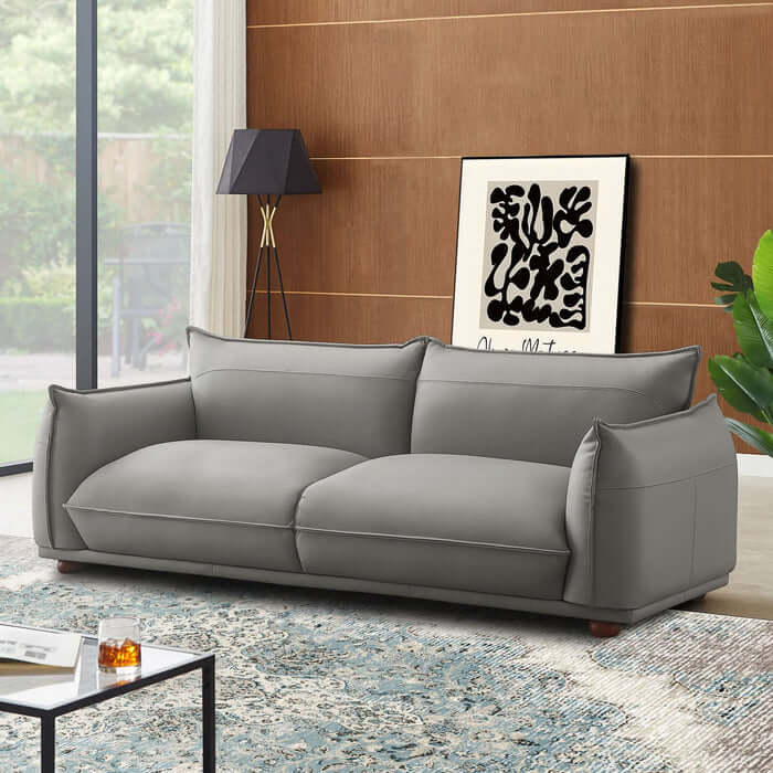 Emma Modern Bohemian Leather Sofa 89" (3 Colors)