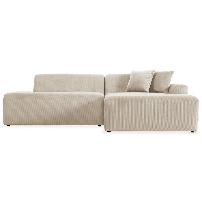 Mar Corduroy Sectional Chaise Sofa, 102" - Available in Cream, Green or Gray