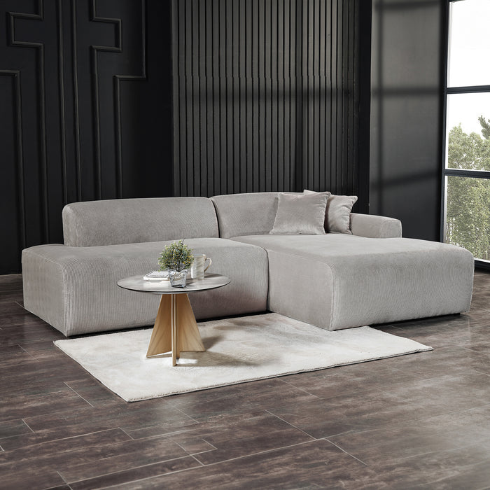 Mar Modern Corduroy Sectional Chaise Sofa 102" (3 Colors)