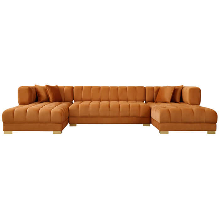 Marlow Tufted Velvet U Shape Dual Chaise Sectional Sofa 142"