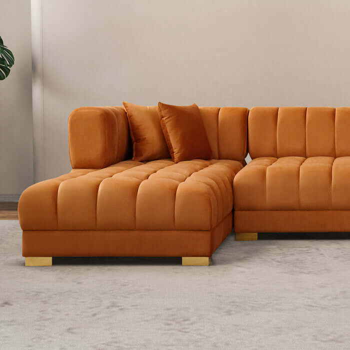 Marlow Tufted Velvet U Shape Dual Chaise Sectional Sofa 142"