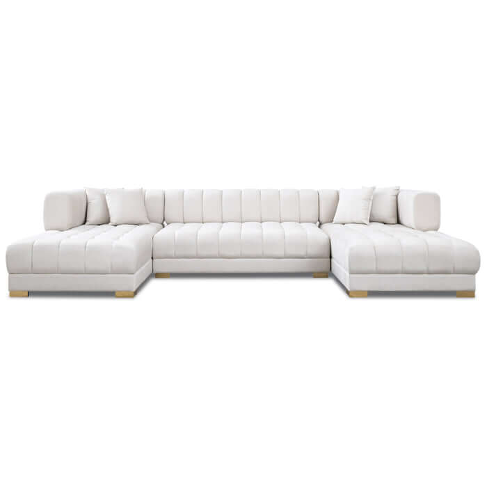 Marlow Tufted Velvet U Shape Dual Chaise Sectional Sofa 142"