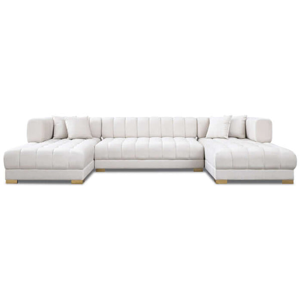 Marlow Tufted Velvet U Shape Dual Chaise Sectional Sofa 142