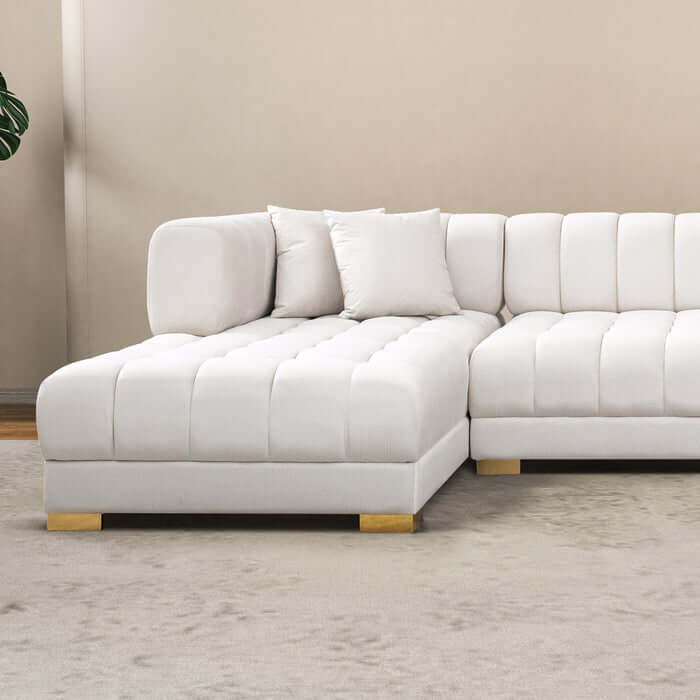 Marlow Tufted Velvet U Shape Dual Chaise Sectional Sofa 142"