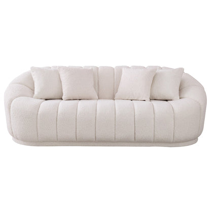 Maximilian Japandi Style Channel Tufted Boucle Sofa 86”