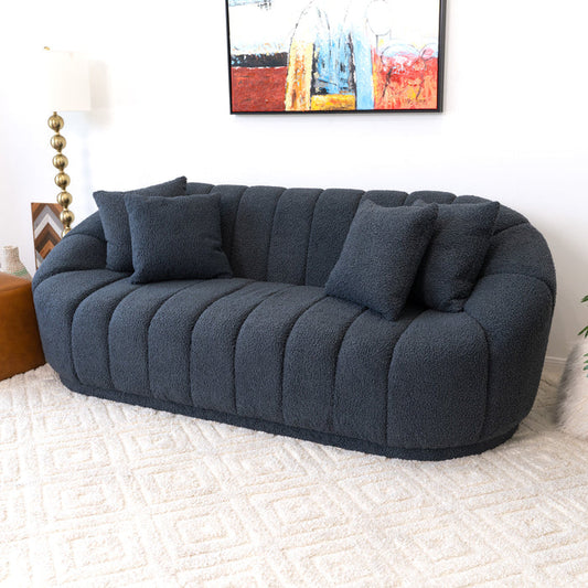 Maximilian Japandi Style Channel Tufted Boucle Sofa 86”