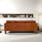 Memphis MCM Square Arm Buffalo Cognac Leather Sofa 83"