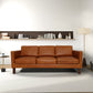 Memphis MCM Square Arm Buffalo Cognac Leather Sofa 83"