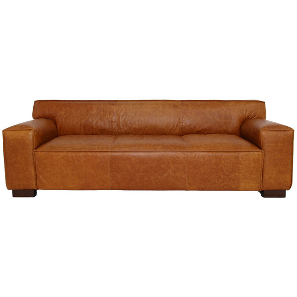 Morgan Square Arm Buffalo Cognac Leather Sofa 93