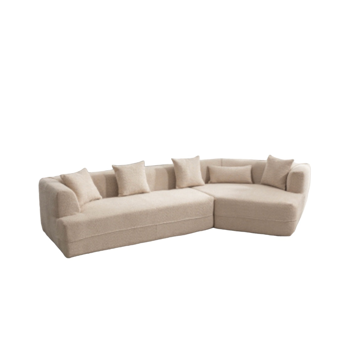 Modular Sectional Modern Minimalist Boucle Sofa, White or Beige 125" - Revel Sofa 