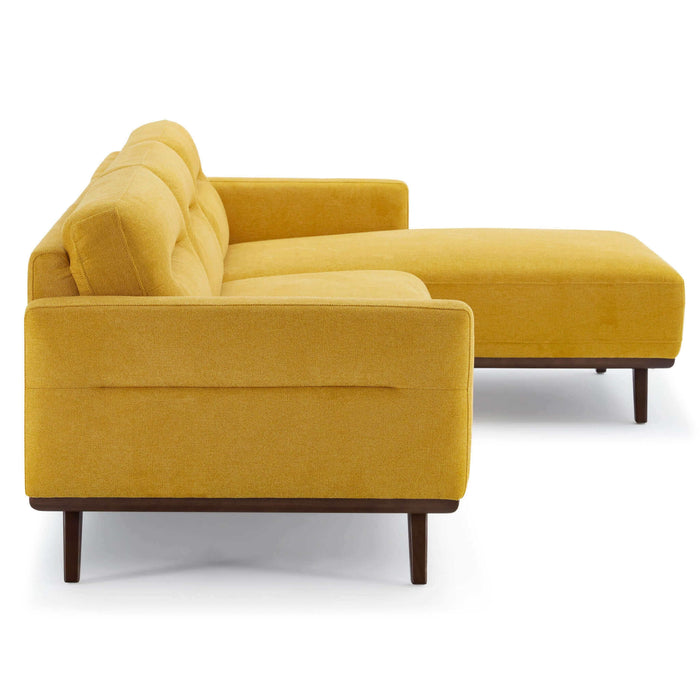 'Ella' Sofá seccional tipo chaise en forma de L de lino amarillo oscuro