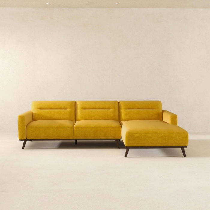 'Ella' Sofá seccional tipo chaise en forma de L de lino amarillo oscuro