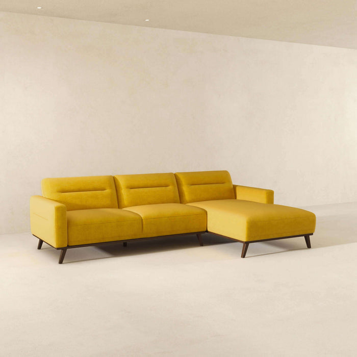 'Ella' Sofá seccional tipo chaise en forma de L de lino amarillo oscuro