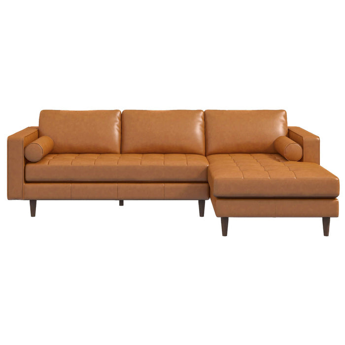 Anthony MCM Tufted Leather Sectional Chaise Sofa 101"