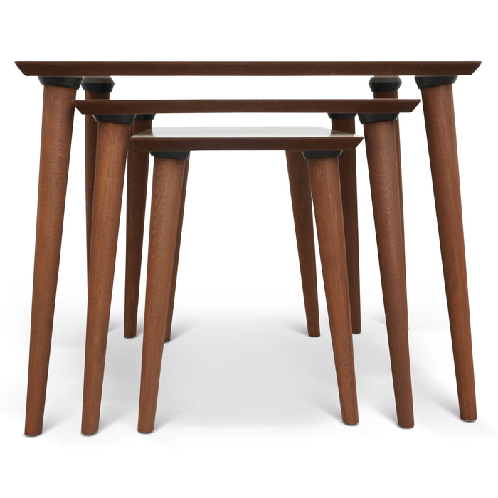 Ronald MCM Nesting End Wood Tables in Walnut or White Top (Set Of 3)