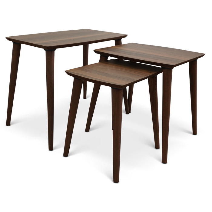 Ronald MCM Nesting End Wood Tables in Walnut or White Top (Set Of 3)