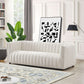 April Channel Tufted Beige Boucle Sofa 86"