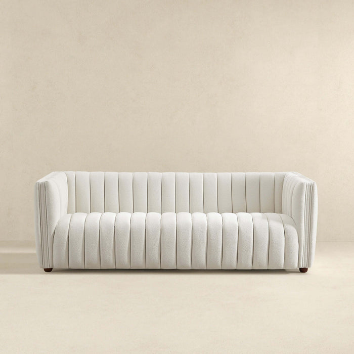 April Channel Tufted Sofa in Beige Boucle 86"