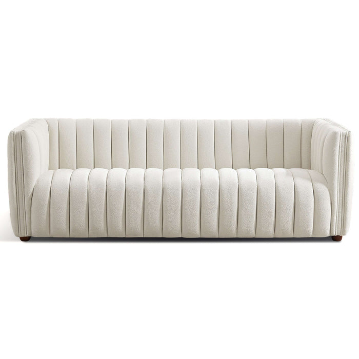 April Channel Tufted Sofa in Beige Boucle 86"