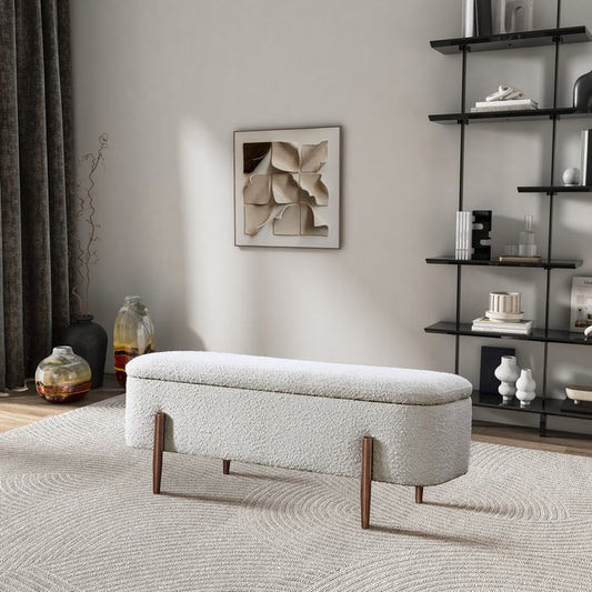 Sarna MCM Storage Bench Ivory Boucle 48"