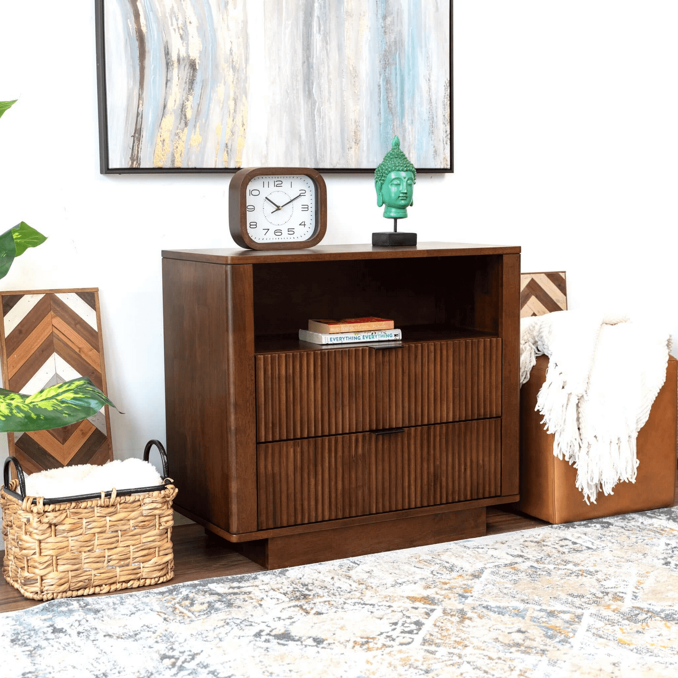 Lola MCM Styled Walnut Nightstand for Bedroom - Revel Sofa 