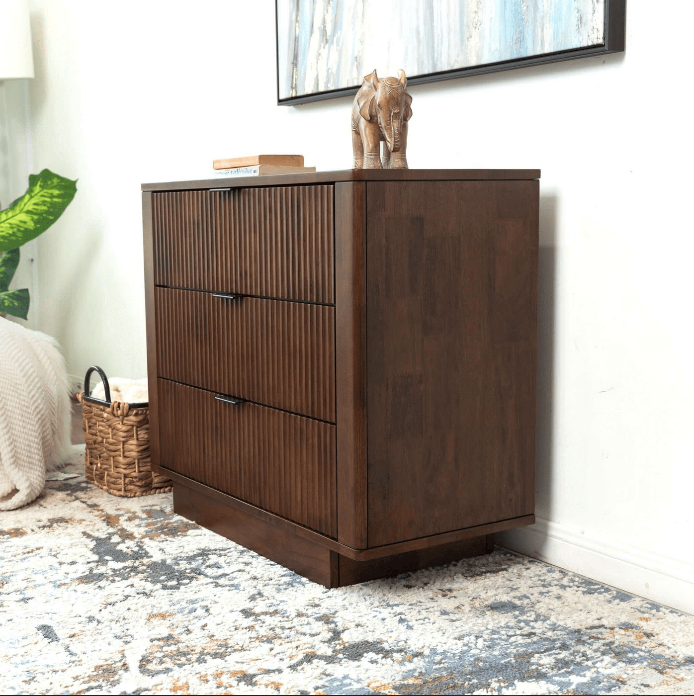 Lola MCM Styled Walnut Nightstand for Bedroom - Revel Sofa 