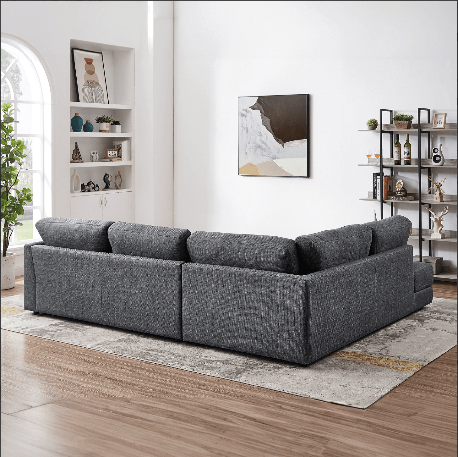 Glander Modern Linen Sectional Chaise Sofa 108" - Revel Sofa 